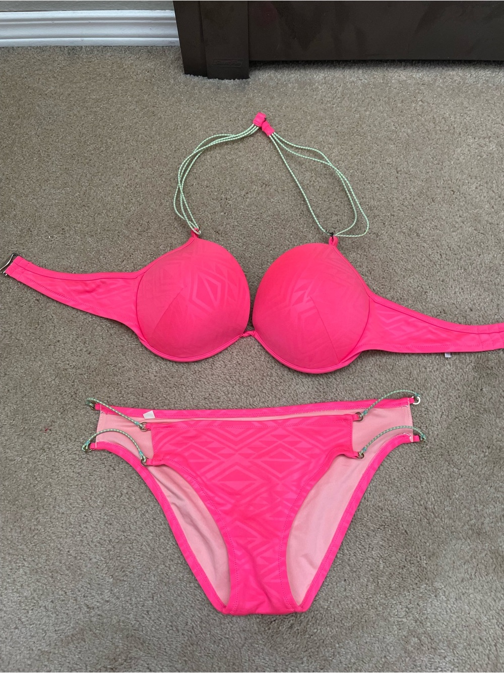 Victoria's Secret Neon Pink Push-Up Bikini Set